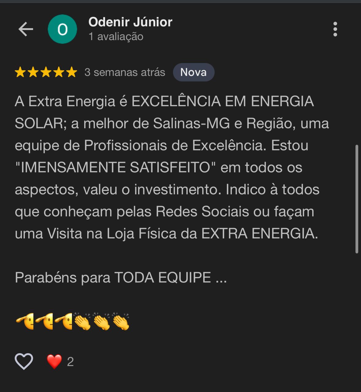 Depoimento de Cliente Extra Energia